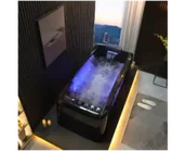 Wanny z hydromasażem - Czarna wanna z hydromasażem EBX-DA034 prostokątna 187cmx90cmx75cm Wodospad LED x 2+Ambiente z podgrzewaczem+pilot - miniaturka - grafika 1