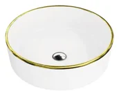Umywalki - Lavita Merida Gold Line Umywalka nablatowa 37 cm złoty/biały połysk 5900378325130 - miniaturka - grafika 1