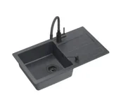 Zlewozmywaki z baterią - Quadron ZPM7744CZ_BLM Pronto Max + bateria + dozownik (czarny) - miniaturka - grafika 1