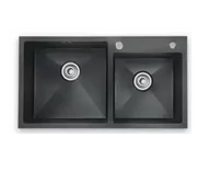 Zlewozmywaki - STELLMAN Zlewozmywak stalowy dwu komorowy STEEL 7843 CZARNY - miniaturka - grafika 1