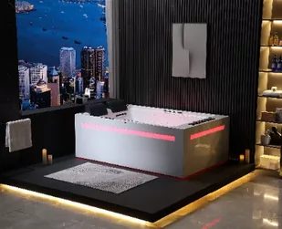 Zepehof Wanna z hydromasażem EB-D873 PRAWA prostokątna 185cmx120cmx65cm 2 DYSZE OBROTOWE, MASAŻ KARKU, WODOSPADY, PILOT - Wanny z hydromasażem - miniaturka - grafika 3