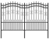 Ogrodzenia - VIDAXL Ogrodzenie z grotami, czarne, 190 cm, malowana proszkowo stal - miniaturka - grafika 1