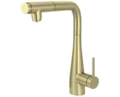 Baterie kuchenne - Deante Eridan Bateria kuchenna wysoka z wyciąganą wylewką złoto szczotkowane BRER75M - miniaturka - grafika 1