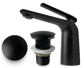 Baterie umywalkowe - STELLMAN zestaw VERDO BLACK bateria umywalkowa + korek CZARNY matowy - miniaturka - grafika 1
