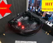 Wanny z hydromasażem - Wirujące dysze czarna Wanna z hydromasażem EG-015 narożna 150cmx150cmx65cm spadające SOPLE LEDowe HIT! - miniaturka - grafika 1