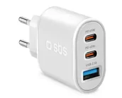 Ładowarki do telefonów - Ładowarka SBS Travel Charger 2xUSB-C PD 45W + USB 2,1A - miniaturka - grafika 1