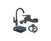 Baterie wannowe i prysznicowe - SOTBE TOGA BLACK Bateria wannowa ścienna + bateria umywalkowa nablatowa - miniaturka - grafika 1