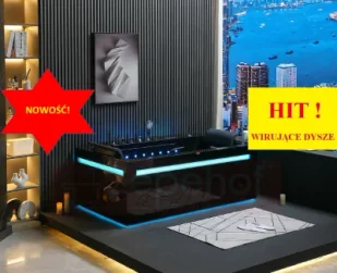 Zepehof Czarna wanna z hydromasażem EBBX-D871 prostokątna 180cmx100cmx65cm DYSZE OBROTOWE, MASAŻ KARKU, WODOSPADY, PILOT - Wanny z hydromasażem Zepehof Czarna wanna z hydromasażem EBBX-D871 prostokątna 180cmx100cmx65cm DYSZE OBROTOWE, MASAŻ KARKU, WODOSPADY, PILOT - Wanny z hydromasażem - miniaturka - grafika 1