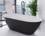 Wanny - Wanna Wolnostojąca Besco Moya Matt Black&White 170 + klik-klak czarny czyszczony od góry - miniaturka - grafika 1