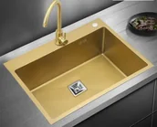 Zlewozmywaki - STELLMAN Zlewozmywak stalowy STEEL 6050 ZŁOTY - miniaturka - grafika 1