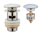 Korki do umywalek - BATMIX Korek spustowy KLIK-KLAK z przelewem i z koszem automatyczny umywalkowy mosiądz chrom duży 1 1/4"  - miniaturka - grafika 1