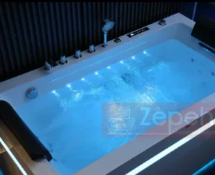 Wanna z hydromasażem EBX-D871 prostokątna 180cmx100cmx65cm DYSZE OBROTOWE, MASAŻ KARKU, WODOSPADY, PILOT - Wanny z hydromasażem - miniaturka - grafika 2