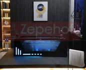 Wanny z hydromasażem - Zepehof Czarna wanna z hydromasażem BC-607 Schwarz prostokątna 174cmx88cmx61cm Wodospad LED x 2+Ambiente z podgrzewaczem+pilot - miniaturka - grafika 1