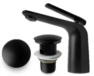 Baterie umywalkowe - STELLMAN zestaw VERDO BLACK bateria umywalkowa + korek CZARNY matowy - miniaturka - grafika 1