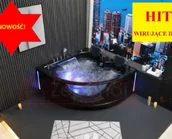 Wanny z hydromasażem - Zepehof Wirujące dysze Czarna wanna z hydromasażem EGX-015 narożna 150cmx150cmx65cm spadające SOPLE LEDowe HIT! - miniaturka - grafika 1