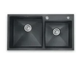 Zlewozmywaki - STELLMAN Zlewozmywak stalowy dwu komorowy STEEL 7843 CZARNY - miniaturka - grafika 1
