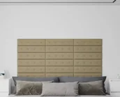 Panele ścienne i boazeria - vidaXL Panele ścienne, 12 szt., cappuccino, 60x15 cm, sztuczna skóra 343985 - miniaturka - grafika 1