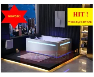 Zepehof Wanna z hydromasażem EB-D873 PRAWA prostokątna 185cmx120cmx65cm 2 DYSZE OBROTOWE, MASAŻ KARKU, WODOSPADY, PILOT - Wanny z hydromasażem - miniaturka - grafika 2